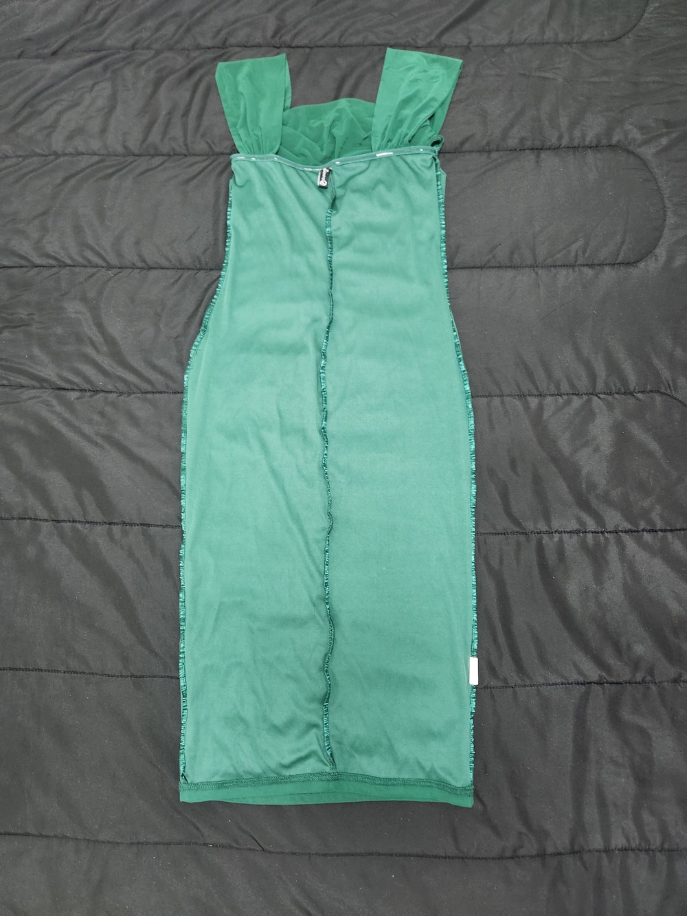 Green Ruched Square-Neck Midi Dress - Picture 4 of 7